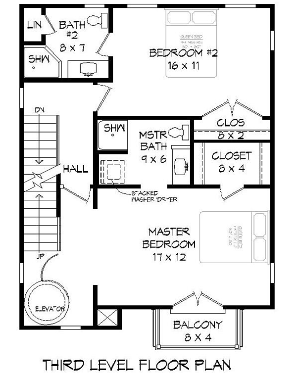 Plan 40800 Modern 4 Story Garage Apartment Plan with Amazing Roof Deck