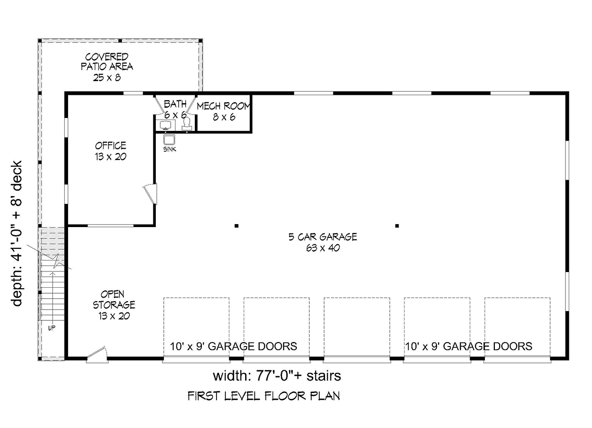 Garage-Living Plan 40801 Level One