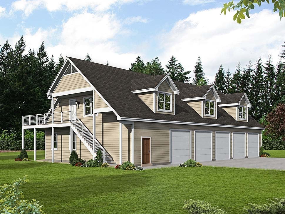 Country, Traditional Plan with 2500 Sq. Ft., 2 Bedrooms, 3 Bathrooms, 5 Car Garage Elevation