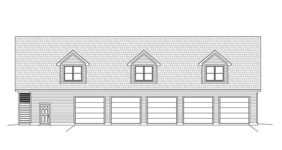 Country, Traditional Plan with 2500 Sq. Ft., 2 Bedrooms, 3 Bathrooms, 5 Car Garage Picture 4