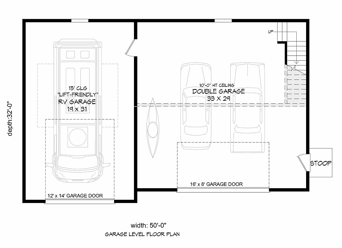 Garage Plan 40803 - 3 Car Garage Level One