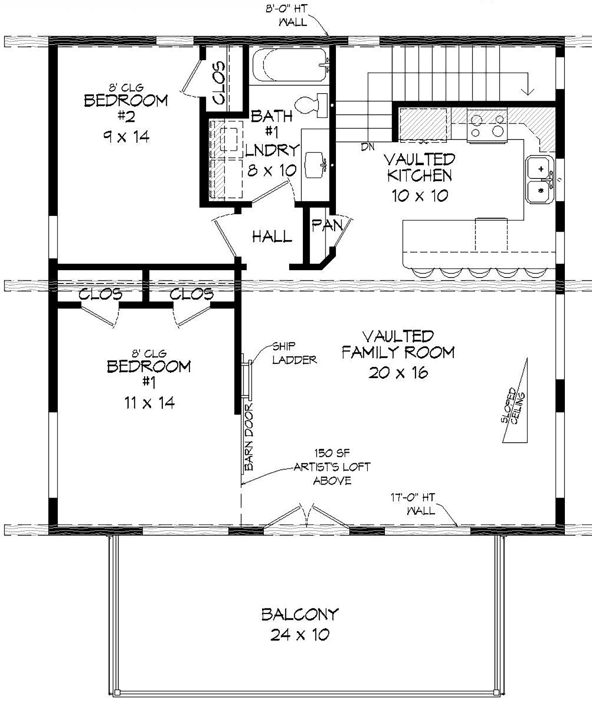 Garage-Living Plan 40816 Level Two