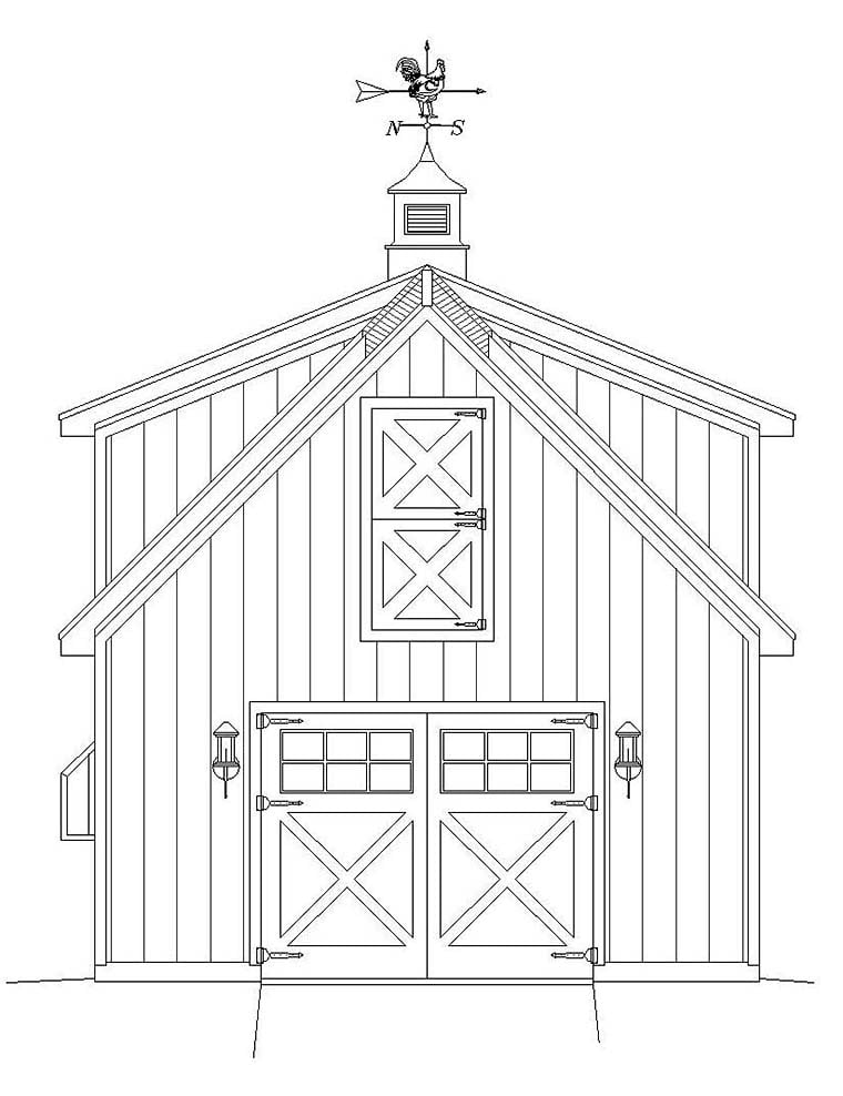 Garage Plan 40818 - 1 Car Garage Rear Elevation