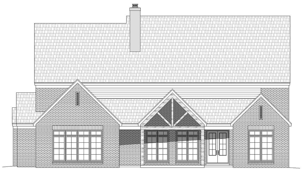 European, French Country, Traditional House Plan 40856 with 5 Bed, 5 Bath, 3 Car Garage Rear Elevation