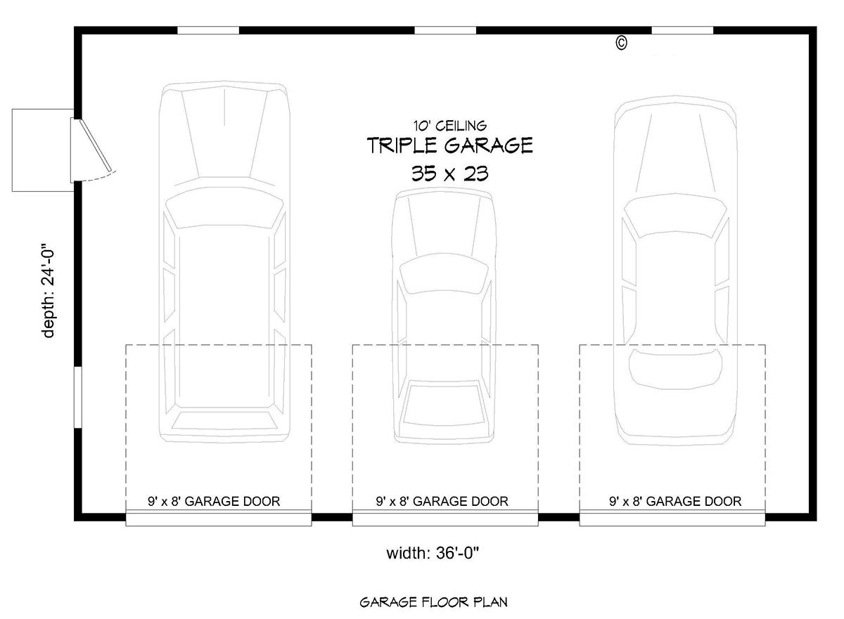 Garage Plan 40858 - 3 Car Garage Level One