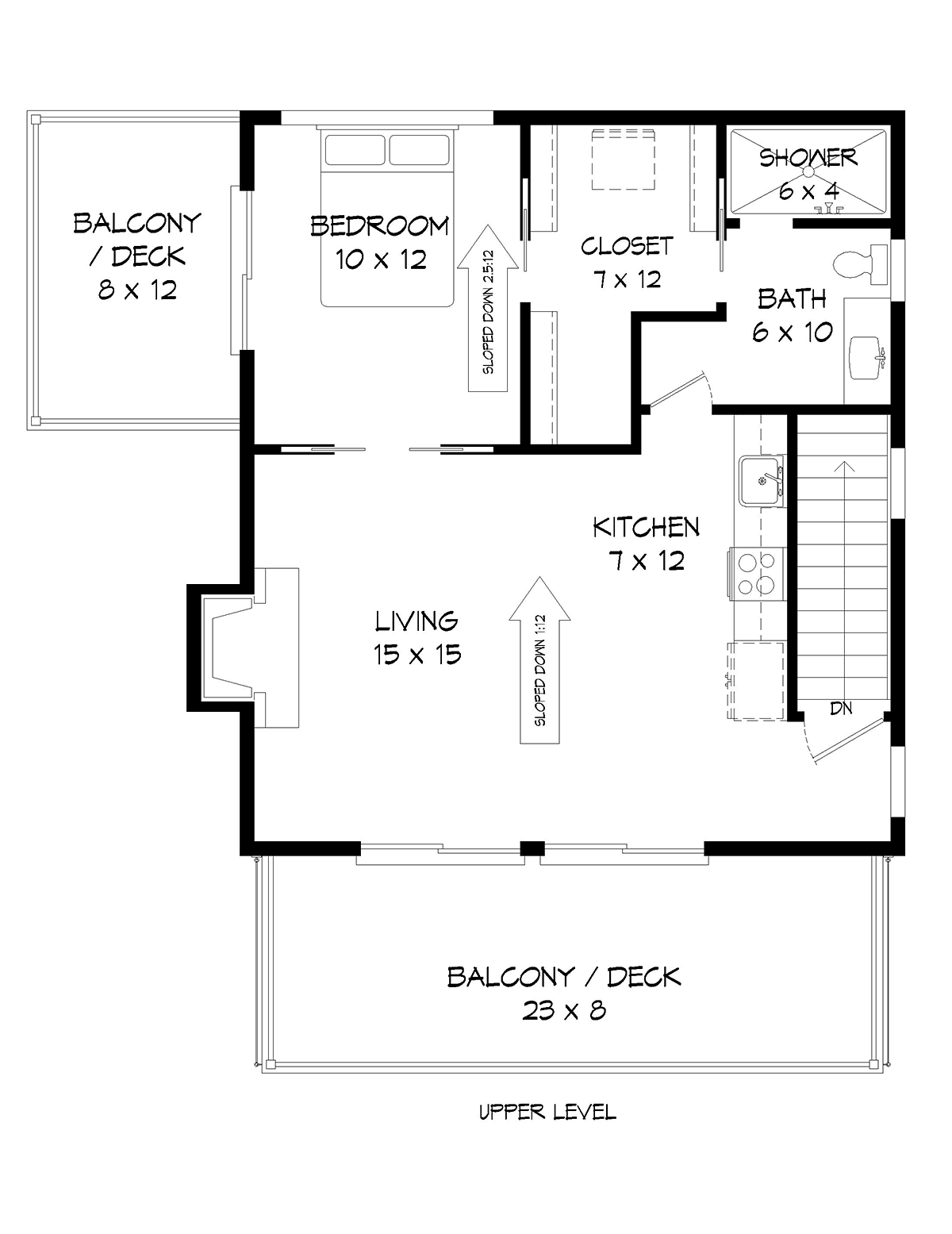 Garage-Living Plan 40862 Level Two