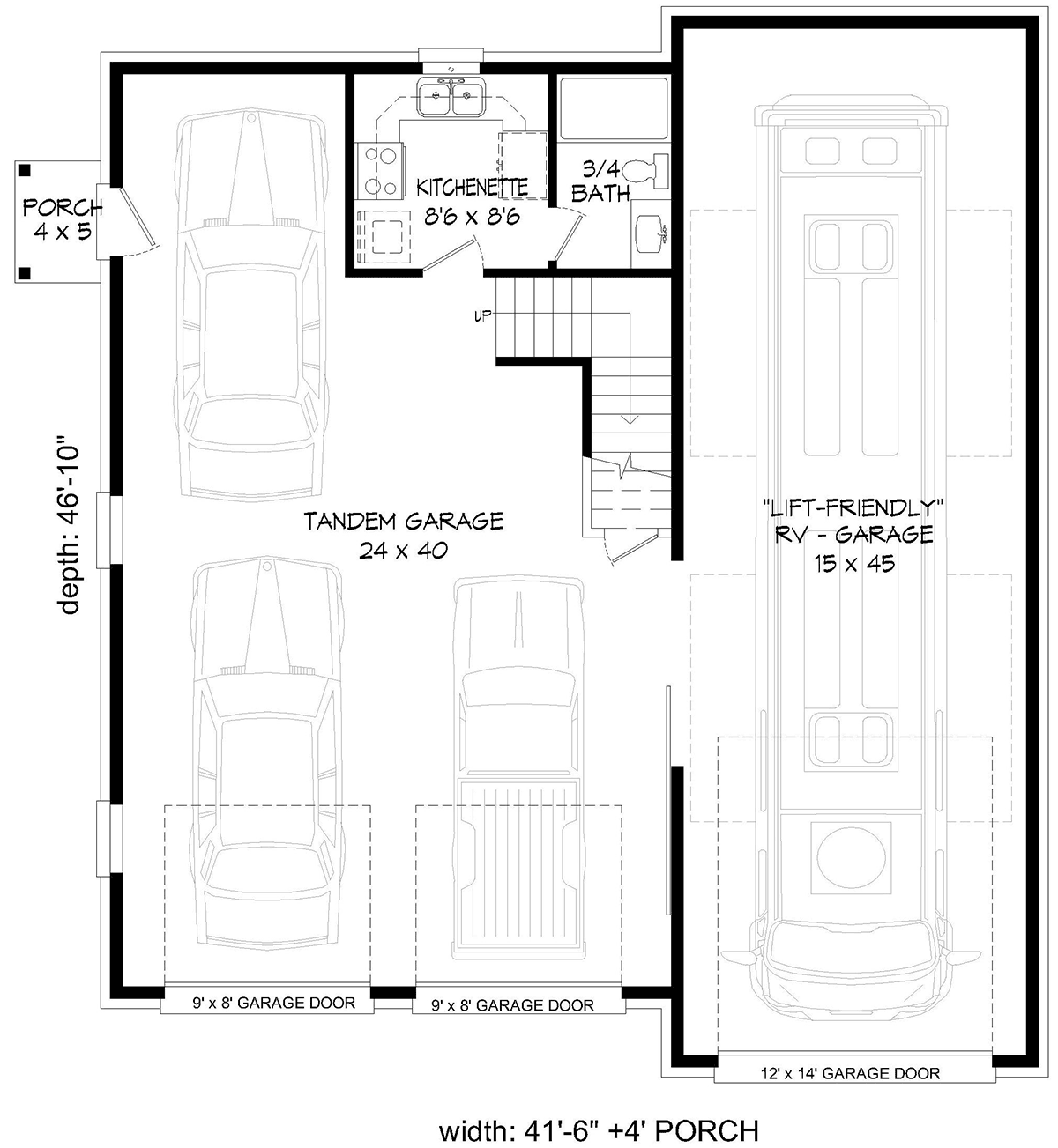 Garage Plan 40872 - 3 Car Garage Level One