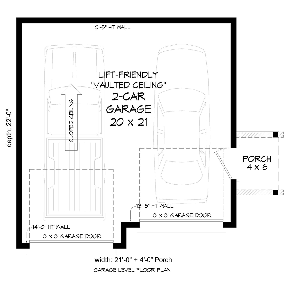 Garage Plan 40880 - 2 Car Garage Level One