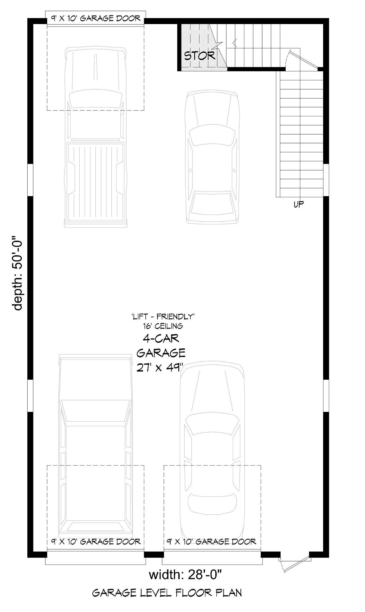 Garage Plan 40884 - 4 Car Garage Level One