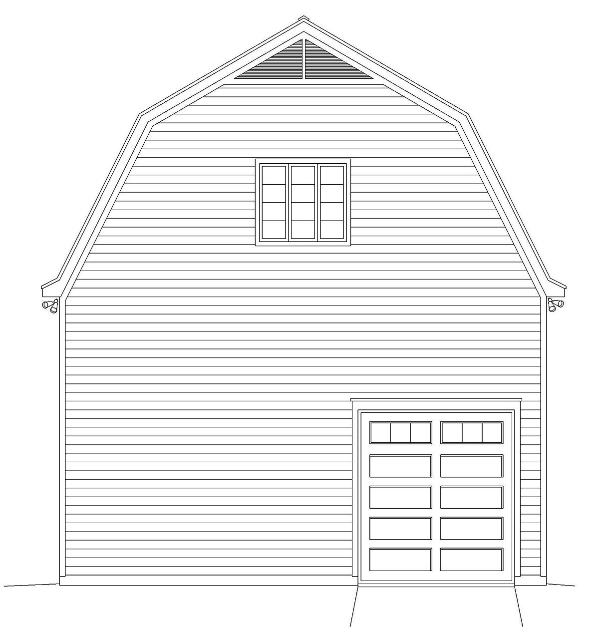 Garage Plan 40884 - 4 Car Garage Rear Elevation