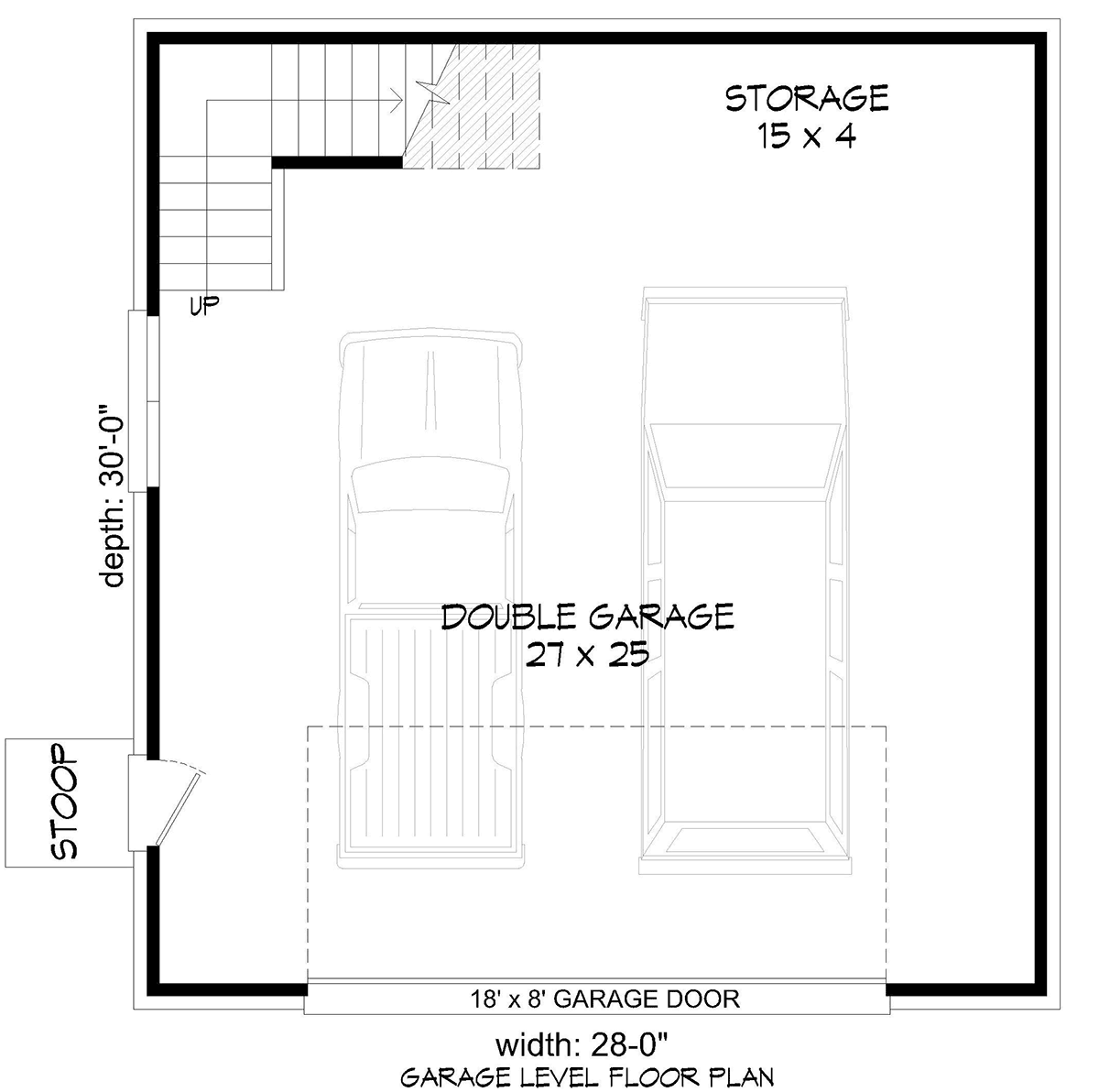 Garage Plan 40886 - 2 Car Garage Level One
