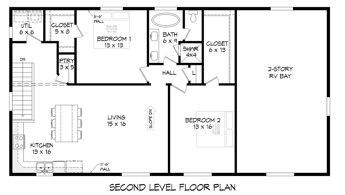 Garage-Living Plan 40889 Level Two