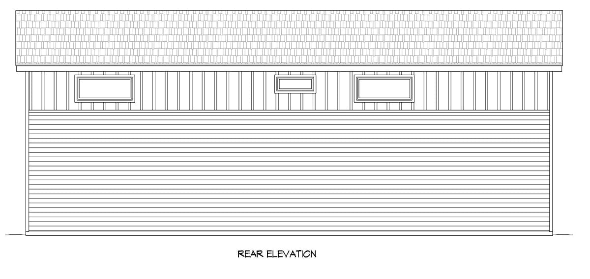 Garage-Living Plan 40889 Rear Elevation