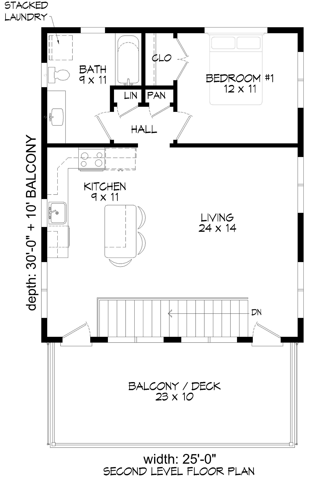 Garage-Living Plan 40897 Level Two