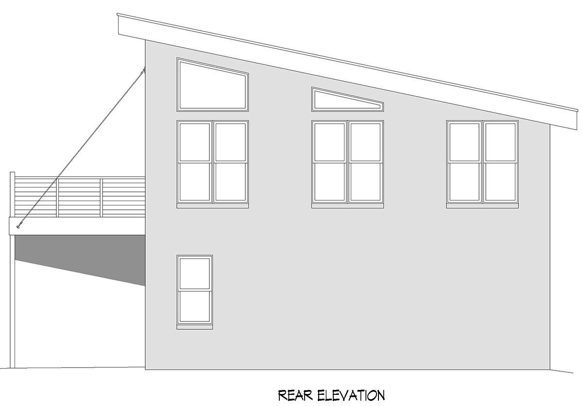 Garage-Living Plan 40897 Rear Elevation