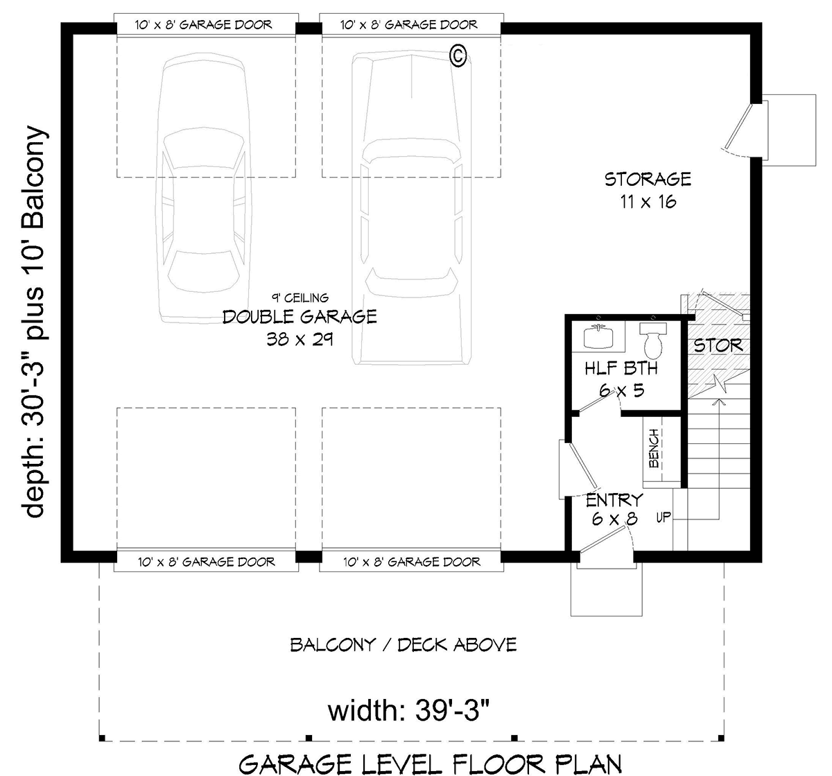 Garage-Living Plan 40898 Level One