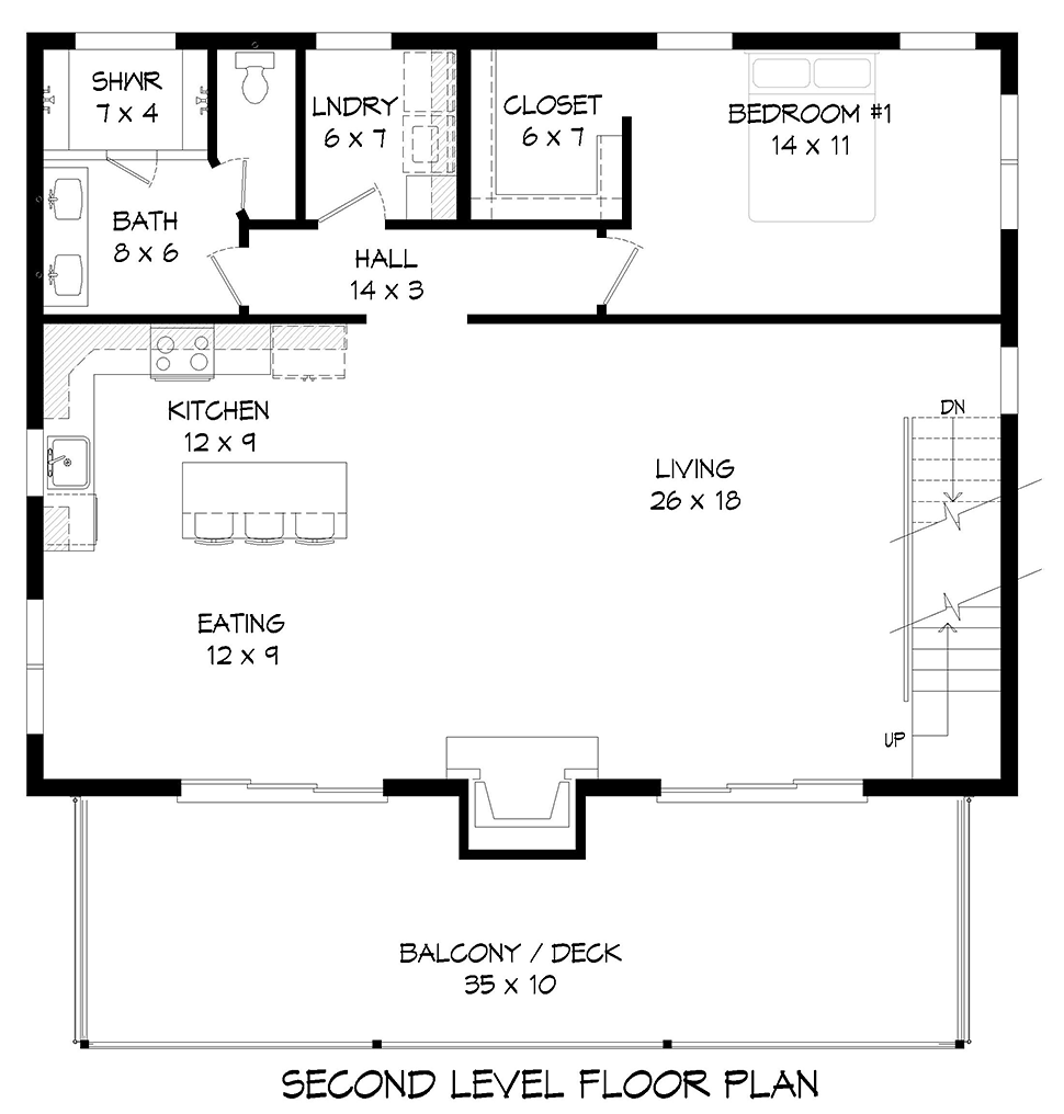 Garage-Living Plan 40898 Level Two