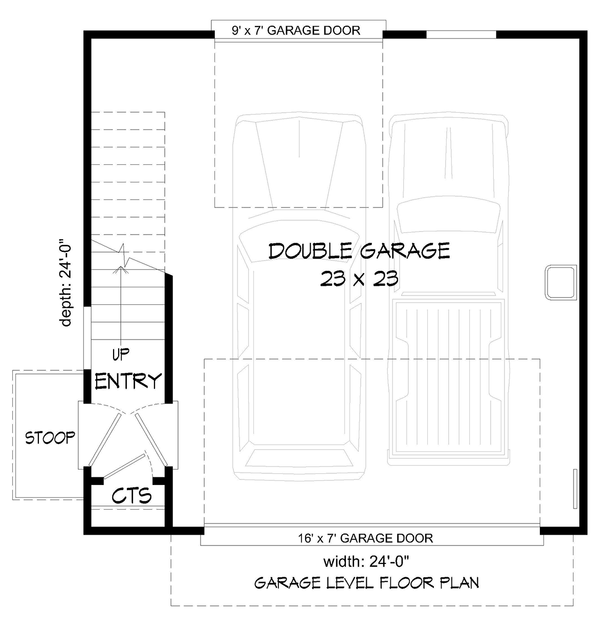 Garage Plan 40899 - 2 Car Garage Apartment Level One
