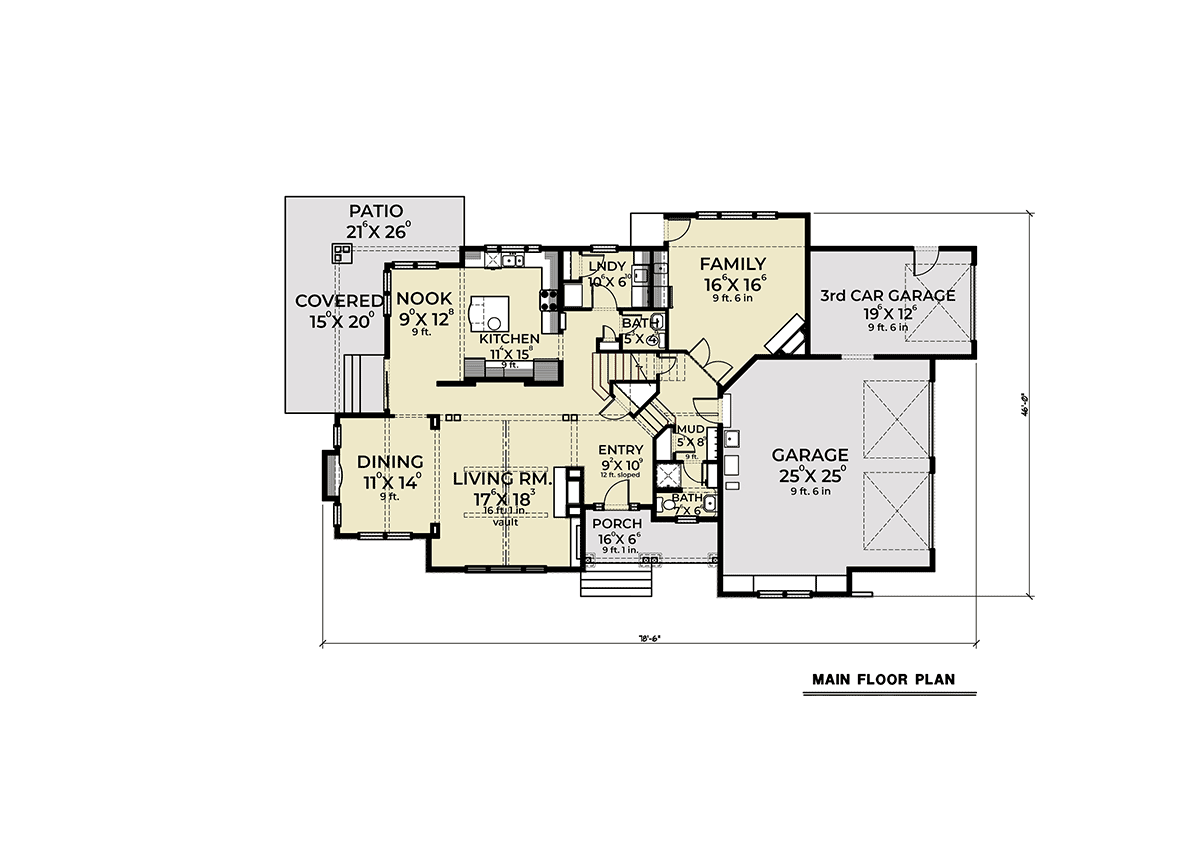 Garage Plan 40925 - 3 Car Garage Level One
