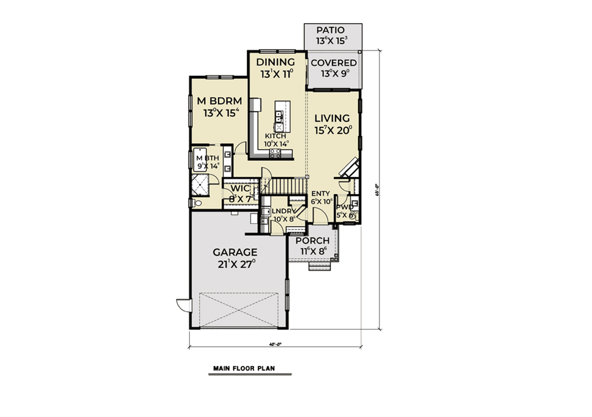 Plan 40959 | Contemporary Style with 3 Bed, 3 Bath, 2 Car Garage