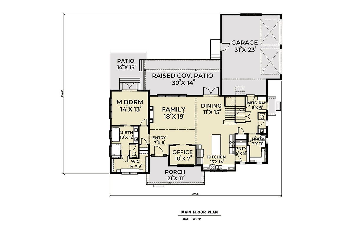 Contemporary, Farmhouse House Plan 40986 with 4 Bed, 4 Bath, 2 Car Garage Level One