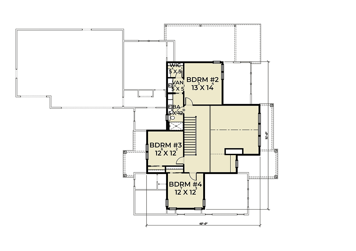 Country, Farmhouse House Plan 40987 with 4 Bed, 3 Bath, 3 Car Garage Level Two