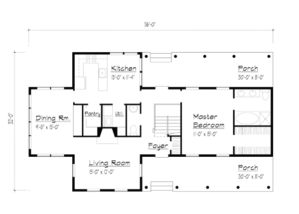 Plan 41013 | Farmhouse Style with 4 Bed, 2 Bath