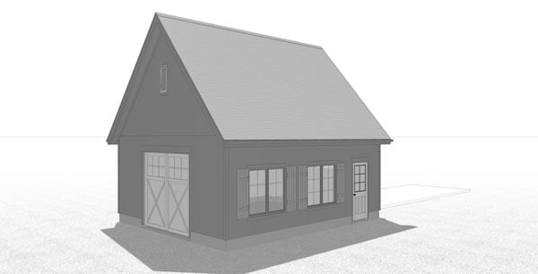Garage Plan 41176 - 1 Car Garage Rear Elevation
