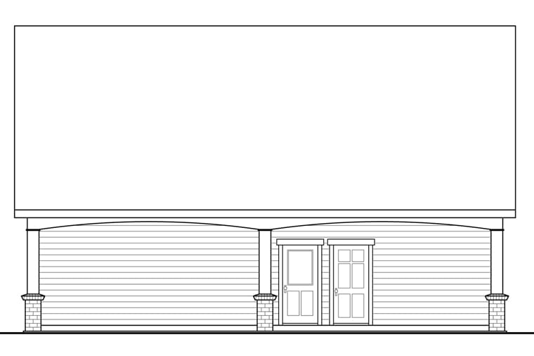 Garage-Living Plan 41244 Rear Elevation
