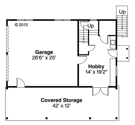 Garage Plan 41246 - 2 Car Garage Level One