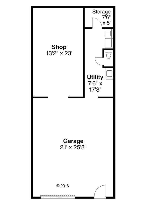 Garage Plan 41316 - 1 Car Garage Level One