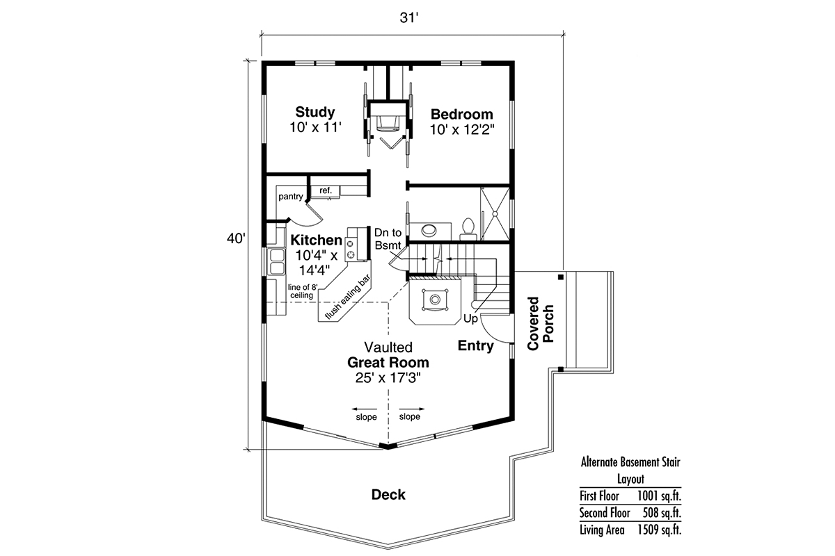 House Plan 41336 Alternate Level One