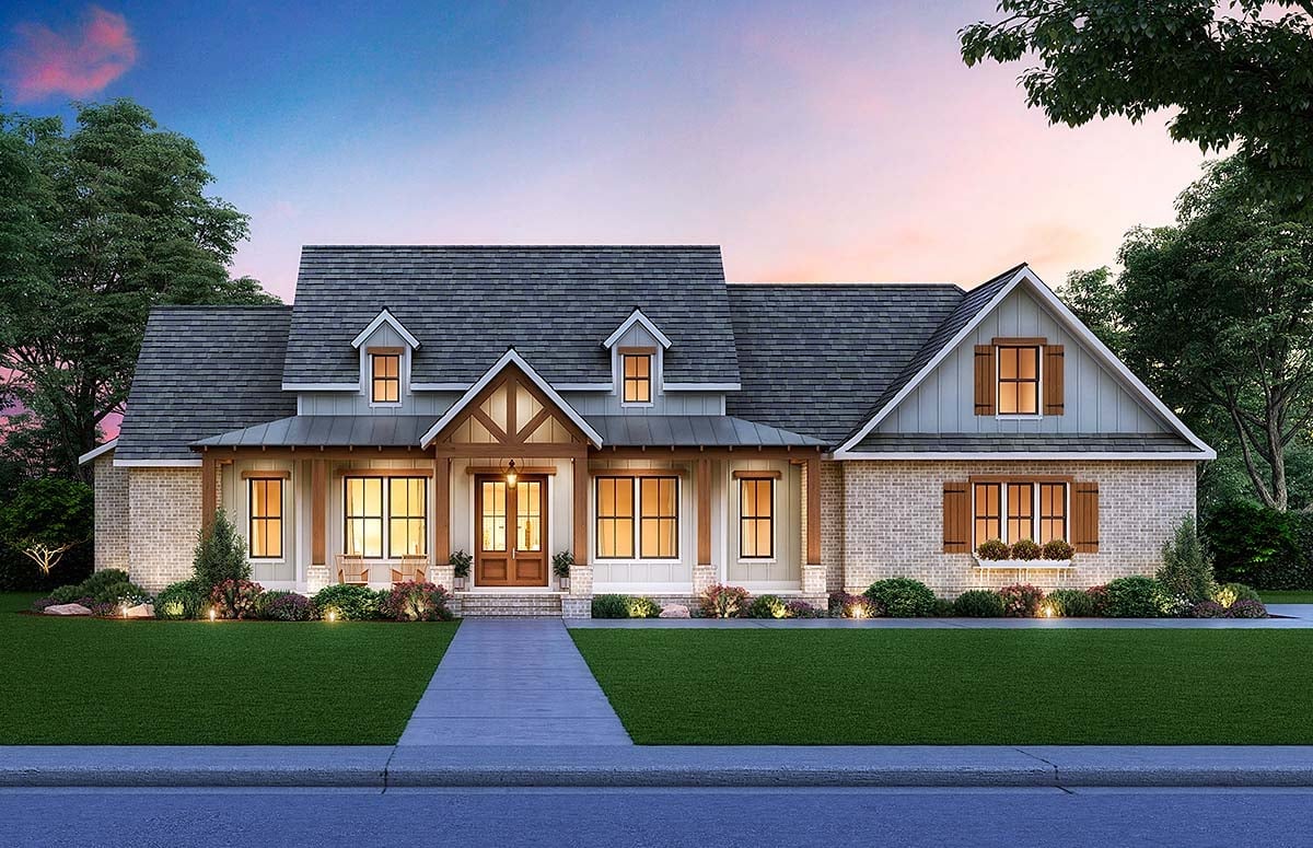Cottage, Country, Craftsman, Farmhouse, New American Style Plan with 2290 Sq. Ft., 3 Bedrooms, 3 Bathrooms, 2 Car Garage Elevation