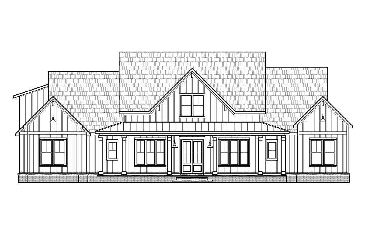 Country, Farmhouse, New American Style Plan with 2508 Sq. Ft., 4 Bedrooms, 4 Bathrooms, 3 Car Garage Picture 2