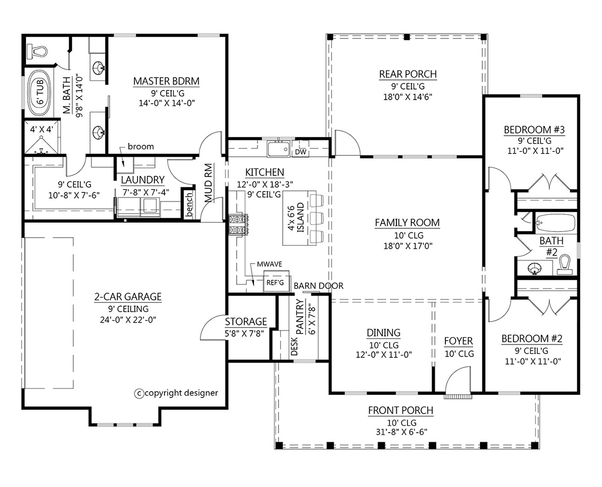House Plan 41422 Level One