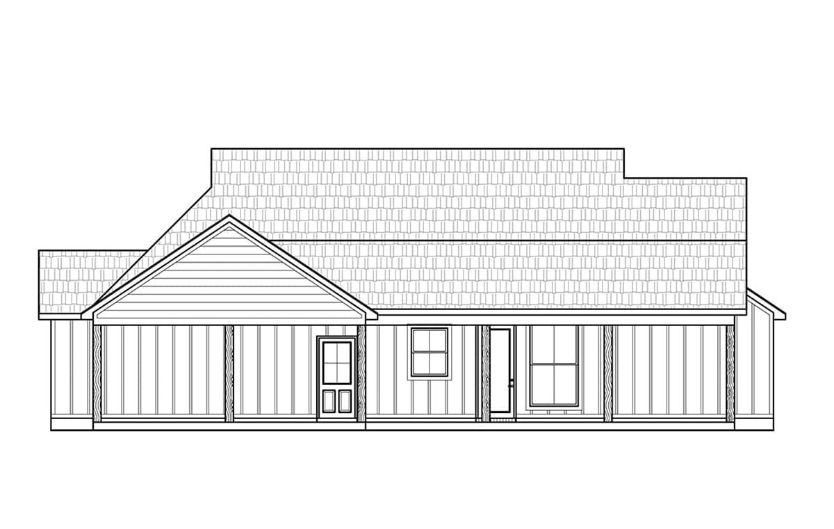 Country, Craftsman, Farmhouse House Plan 41439 with 3 Bed, 2 Bath, 2 Car Garage Rear Elevation