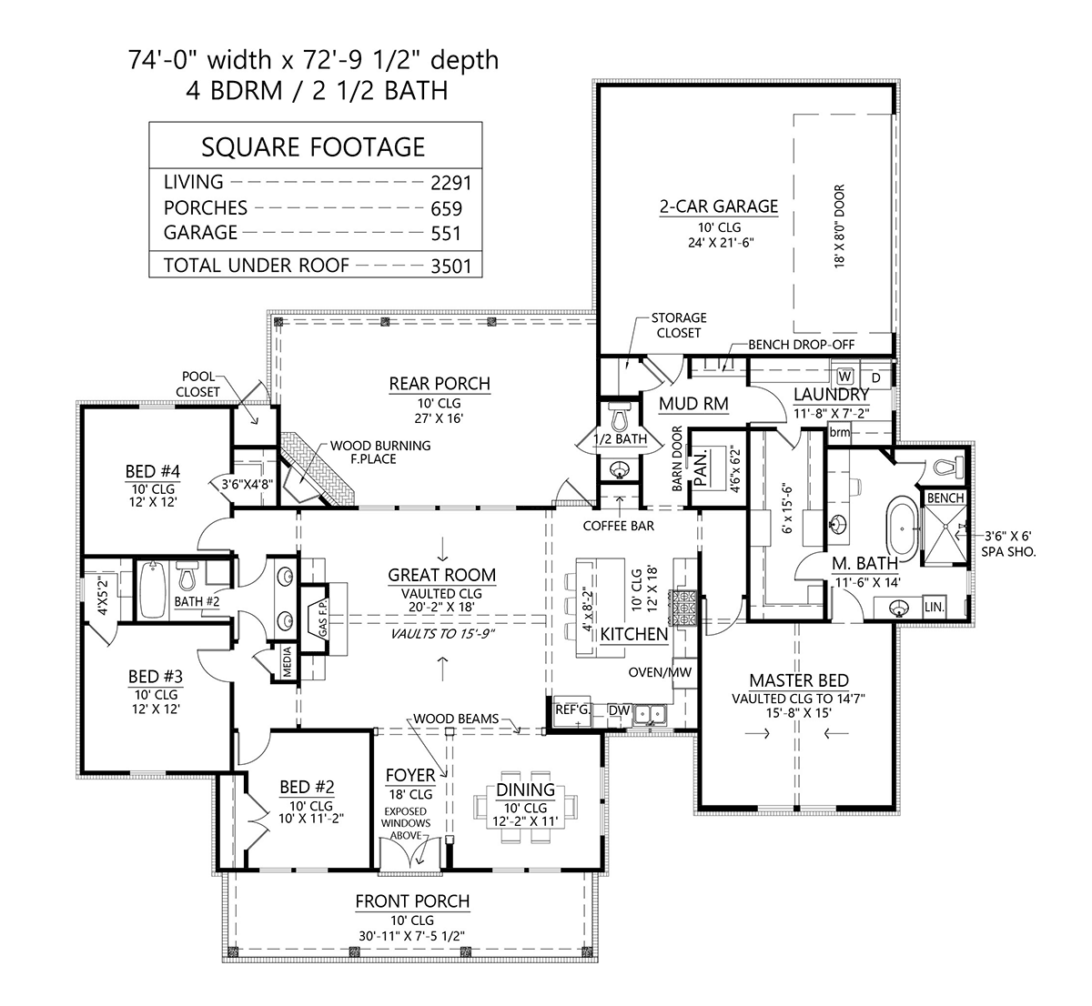 House Plan 41464 Level One