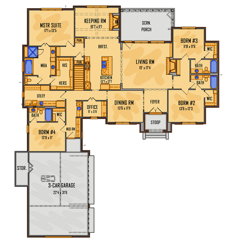 House Plan 41522 Level One