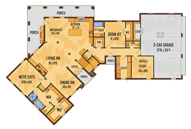 House Plan 41565 Level One