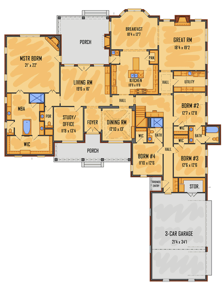 House Plan 41566 Level One