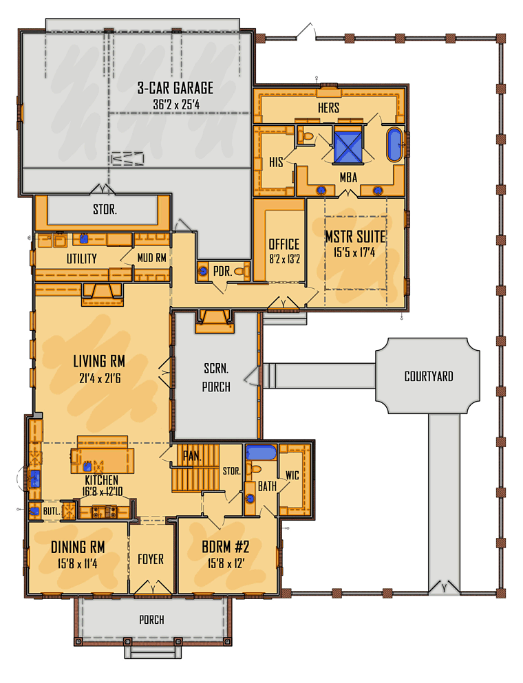 House Plan 41655 Level One