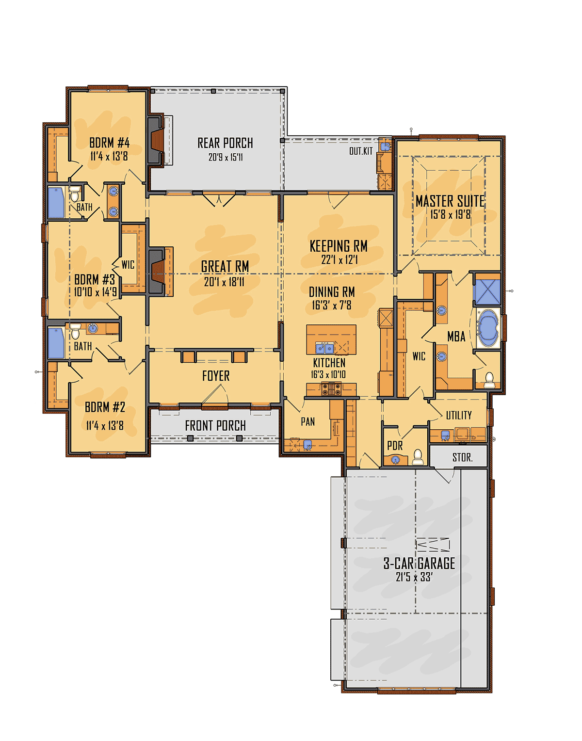 House Plan 41674 Level One