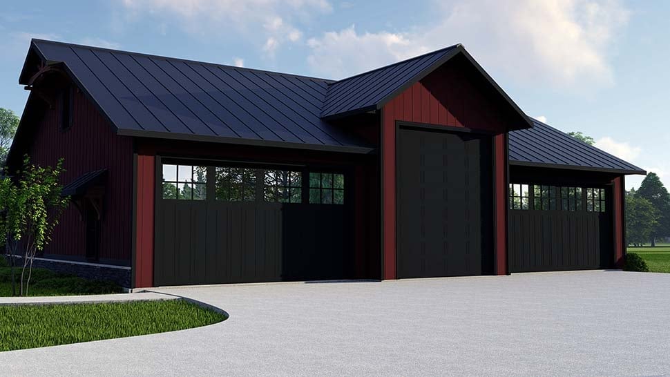 Barndominium, Country, Craftsman, Farmhouse, Ranch Plan with 2016 Sq. Ft., 3 Bedrooms, 3 Bathrooms, 5 Car Garage Picture 4