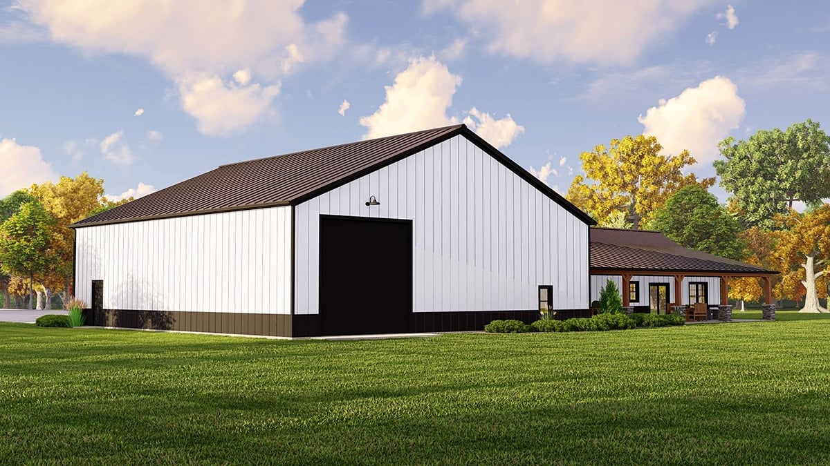 Plan 41850 | Barndominium Style Design With Over 3,000 SQ FT Shop