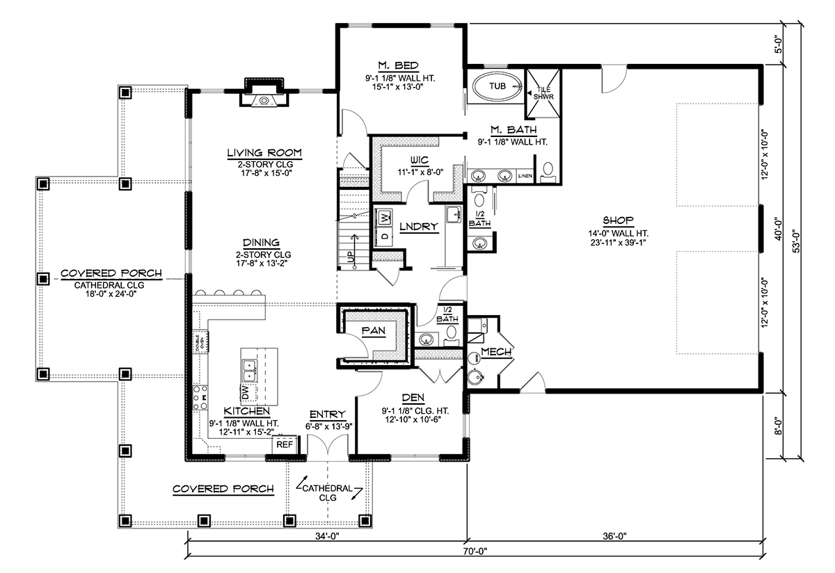 Plan 41859 | Barndominium Style House Plan 41859 with 2826 Sq Ft, 3 ...