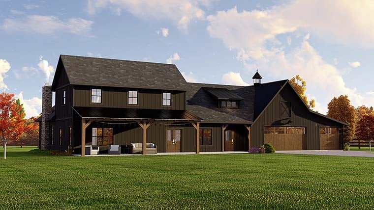 Barndominium, Farmhouse Plan with 2400 Sq. Ft., 3 Bedrooms, 3 Bathrooms, 3 Car Garage Picture 6