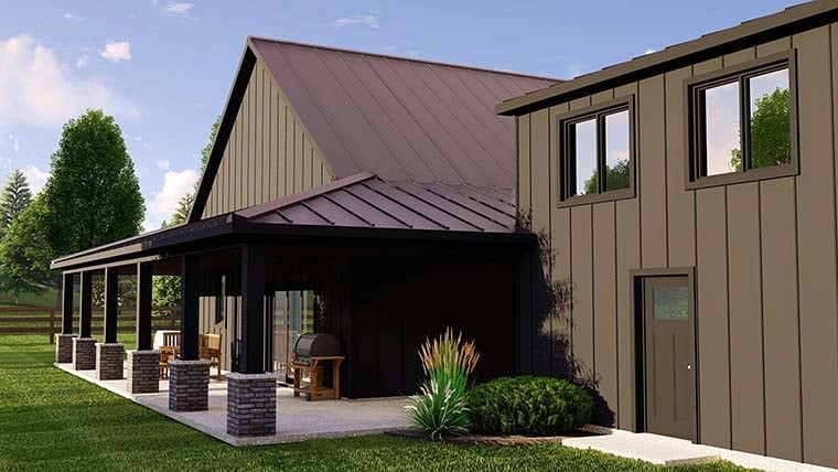 Barndominium Plan with 2050 Sq. Ft., 3 Bedrooms, 2 Bathrooms, 3 Car Garage Picture 6