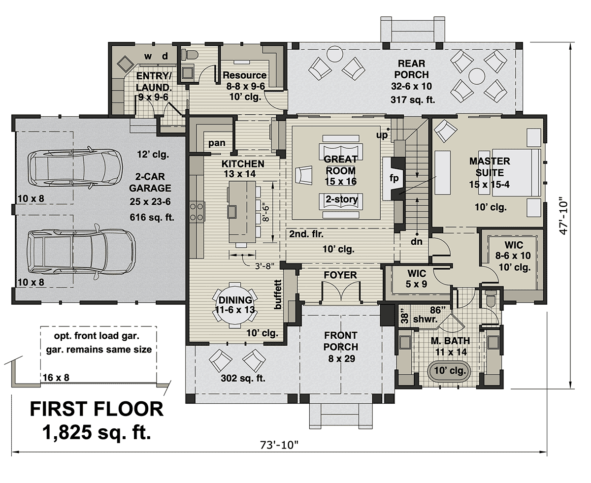 House Plan 41901 Level One