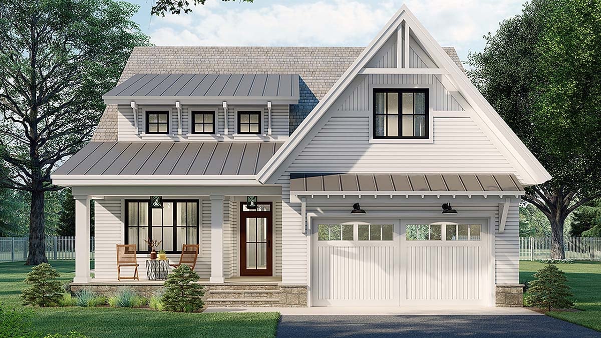 Farmhouse, New American Style Plan with 2889 Sq. Ft., 4 Bedrooms, 4 Bathrooms, 2 Car Garage Elevation