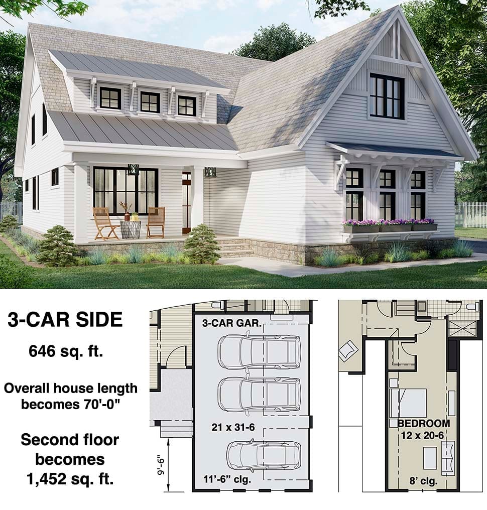 Farmhouse, New American Style Plan with 2889 Sq. Ft., 4 Bedrooms, 4 Bathrooms, 2 Car Garage Picture 7